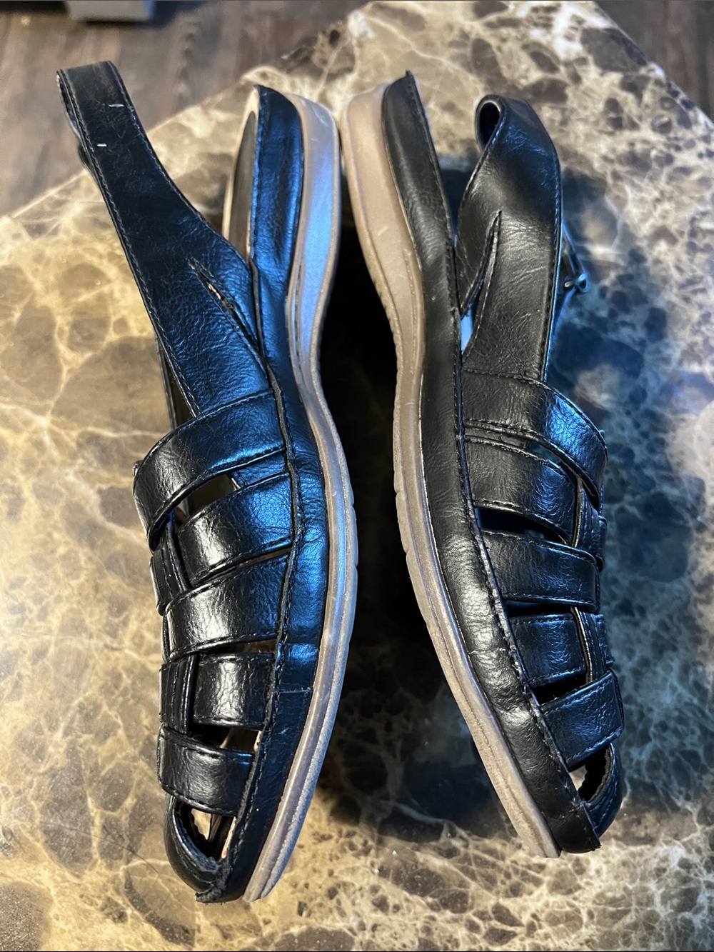 BareTraps Daiytin Black Woven Leather Slingback Sandals - Picture 2 of 8